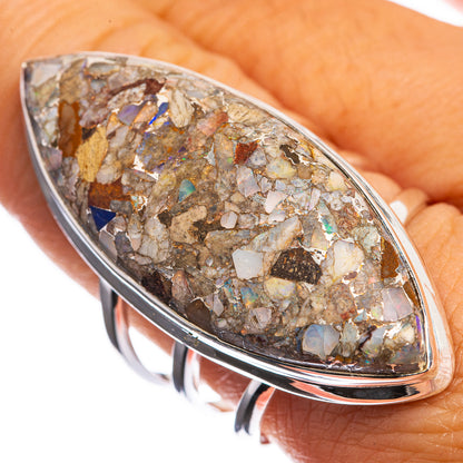 Huge Brecciated Ethiopian Opal 925 Sterling Silver Ring Size 9.75