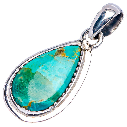 Sterling silver teardrop turquoise pendant with polished bail and bezel setting