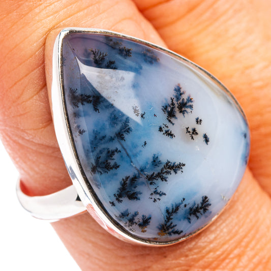 Premium Dendritic Moss Agate Ring Size 9 Adjustable (.925 Sterling Silver)