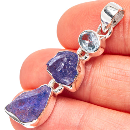 Tanzanite, Blue Topaz Pendant 1 3/4" (.925 Sterling Silver)
