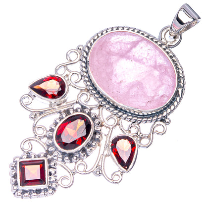 Signature Morganite, Garnet Pendant 2" (925 Sterling Silver) P41178