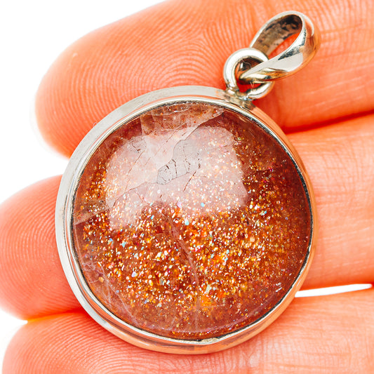 African Sunstone Pendant 1 1/2" (German Silver)