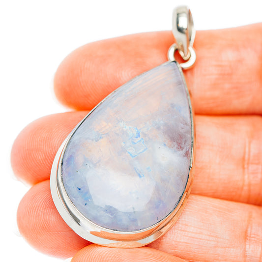 Rainbow Moonstone Pendant 1 7/8" (German Silver)