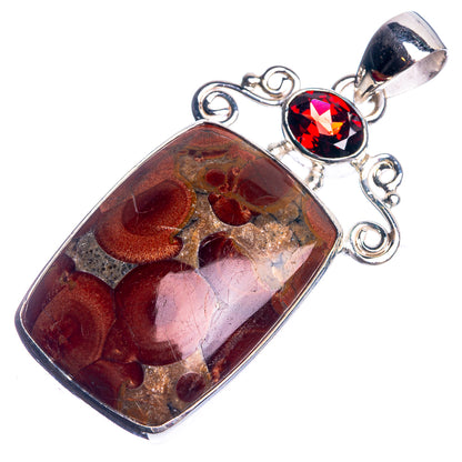 Poppy Jasper, Garnet 925 Sterling Silver Pendant 2"