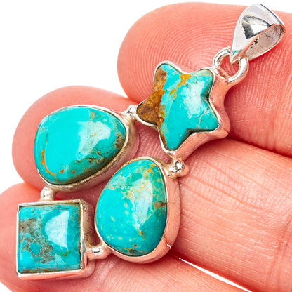 Kingman Turquoise Star Pendant 1 5/8" (925 Sterling Silver) P42756