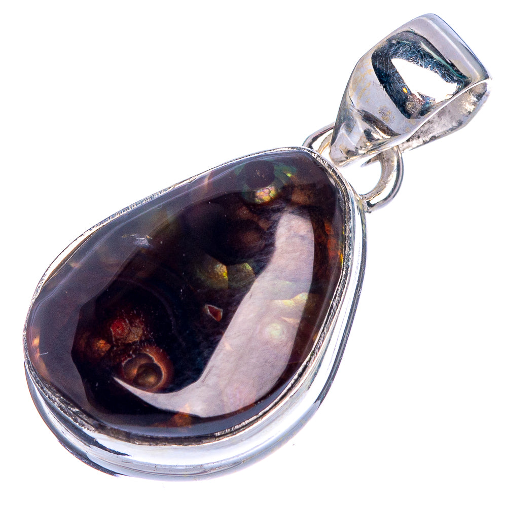 Rare Mexican Fire Agate Pendant 1 1/8" (925 Sterling Silver) P40645