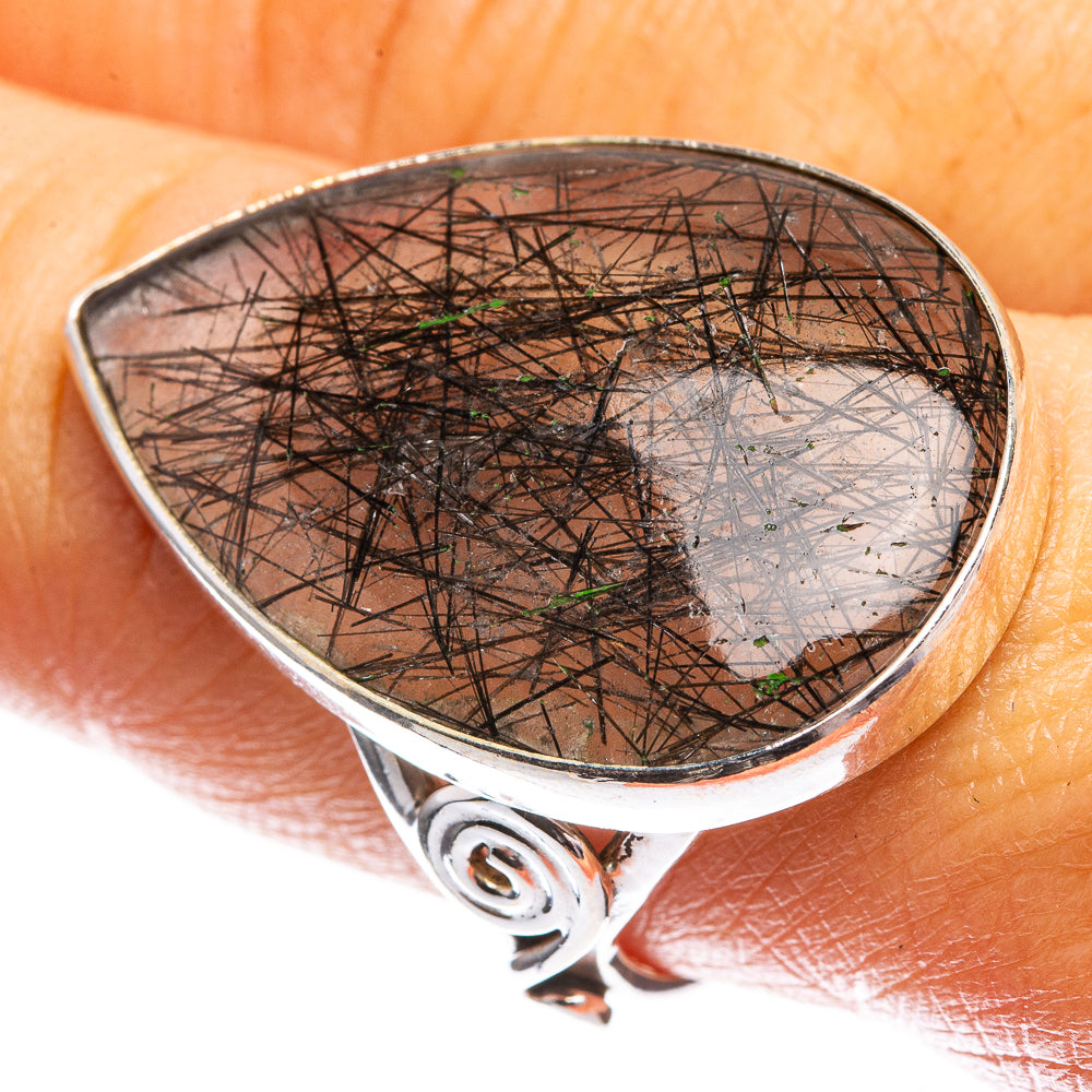 Large Tourmalinated Quartz Ring Size 9.25 (925 Sterling Silver) R142509