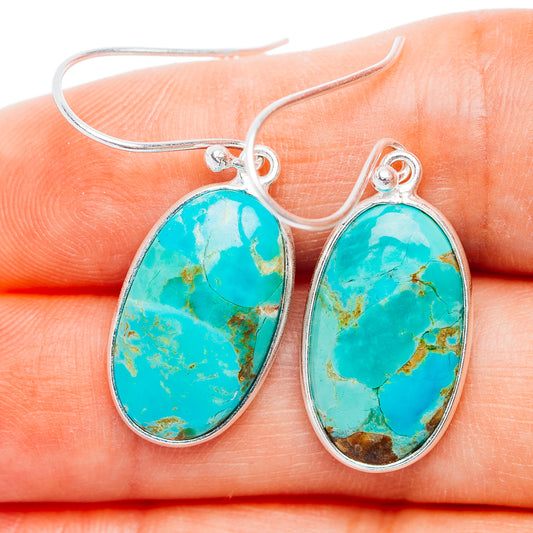 Mojave Turquoise Earrings 1 3/8" (.925 Sterling Silver)