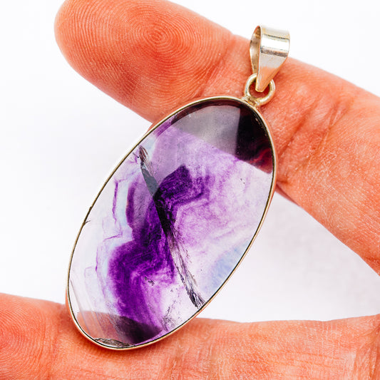 Premium Fluorite Pendant 2 1/8" (.925 Sterling Silver)