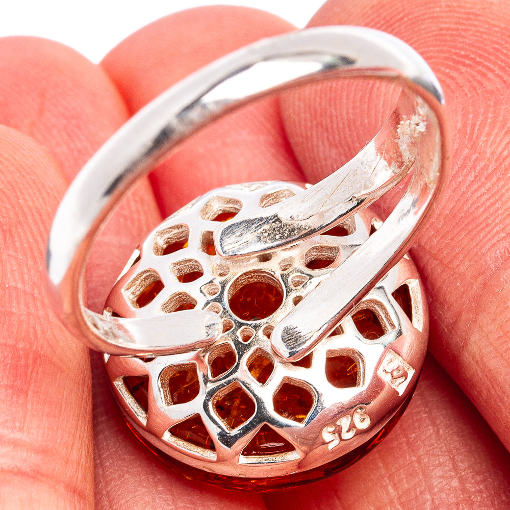 Baltic Amber Ring Size 7 adjustable (.925 Sterling Silver)