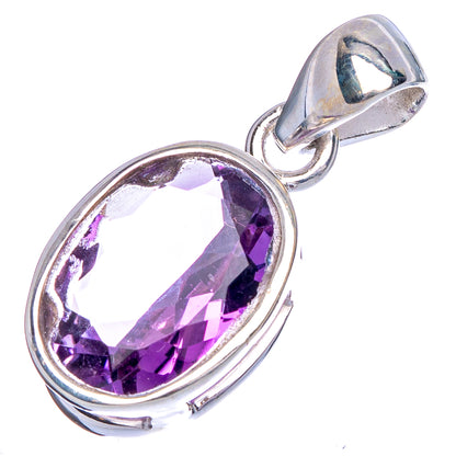Faceted Amethyst Pendant 1 1/8" (925 Sterling Silver) P40549