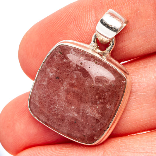 Strawberry Quartz Pendant 1 1/4" (.925 Sterling Silver)