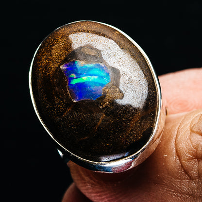 Premium Boulder Opal Ring Size 7.75 (.925 Sterling Silver)
