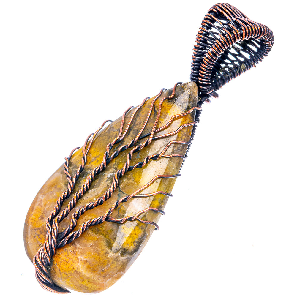 Bumblebee Jasper Tree of Life Pendant 2 1/4" (Oxidized Copper)