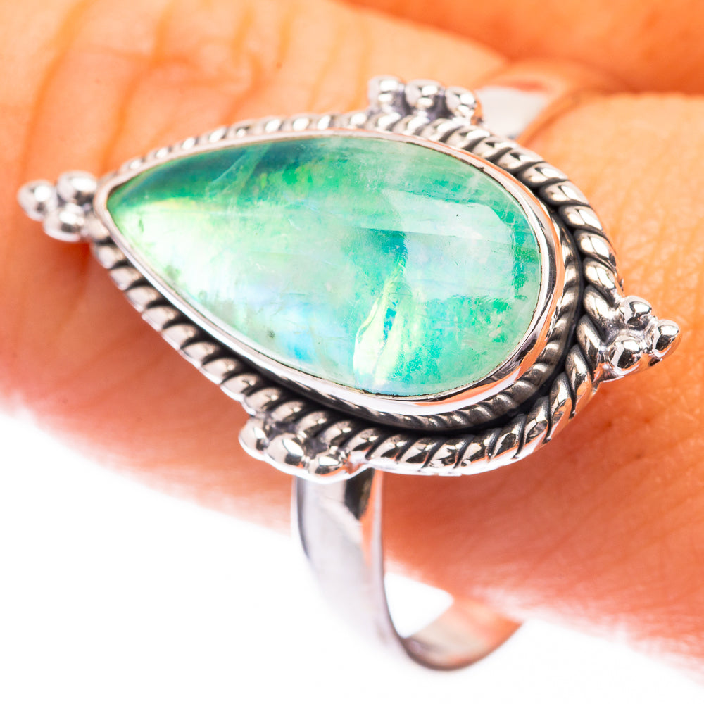 Green Moonstone Ring Size 11 (925 Sterling Silver) R141308