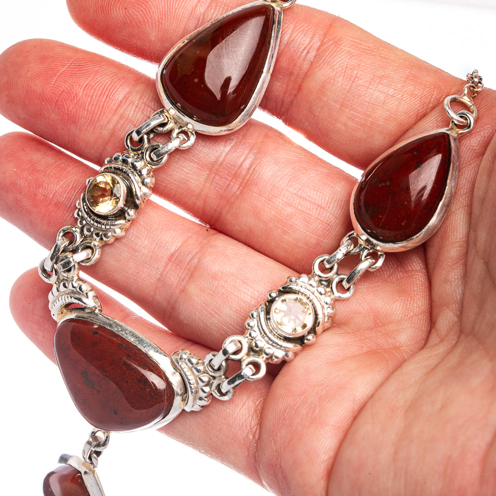 Bloodstone, Citrine Necklace 18 1/4" (925 Sterling Silver) N90090