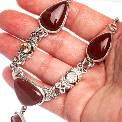 Bloodstone, Citrine Necklace 18 1/4" (925 Sterling Silver) N90090