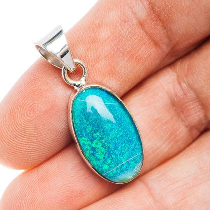 Sterling Opal Pendant 1 3/8" (.925 Sterling Silver)