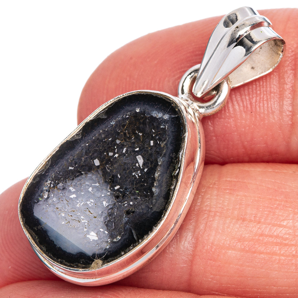 Coconut Geode Druzy Pendant 1 1/4" (925 Sterling Silver) P40659