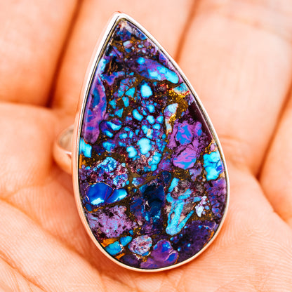 Purple Copper Turquoise Ring Size 9 Adjustable (.925 Sterling Silver)