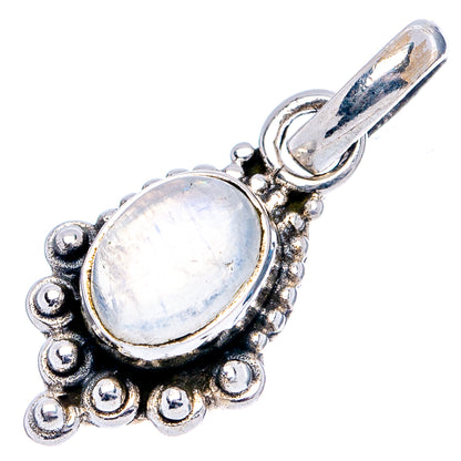 Rainbow Moonstone Dainty Pendant 1" (.925 Sterling Silver)