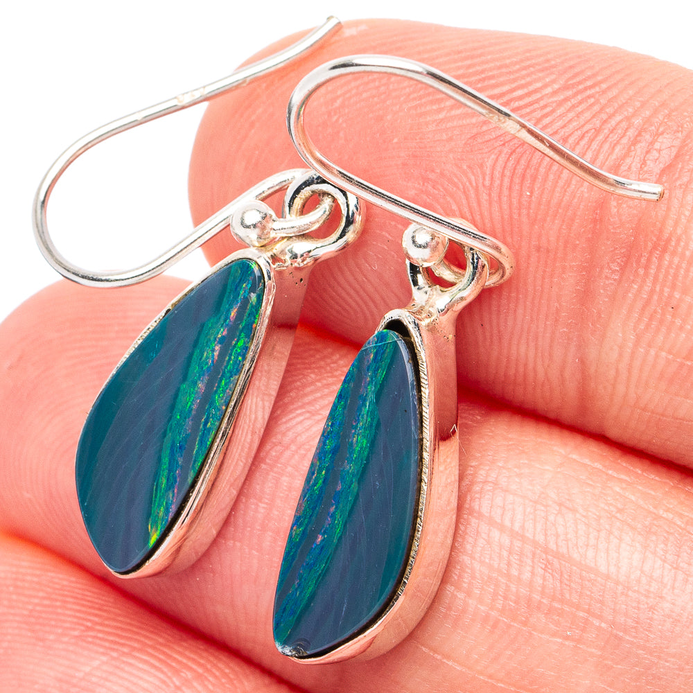 Rare Doublet Opal Earrings 1 1/4" (.925 Sterling Silver)