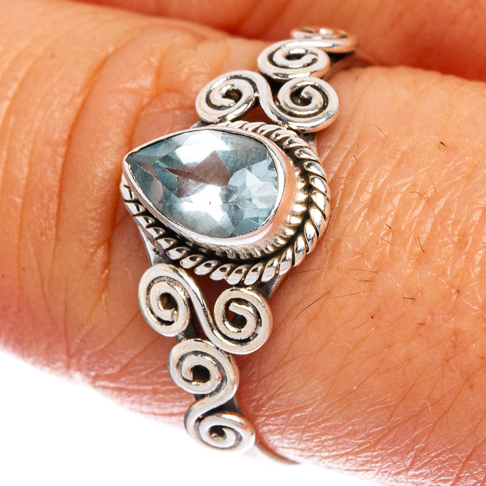 Blue Topaz Dainty Ring Size 8.25 (925 Sterling Silver) R1141