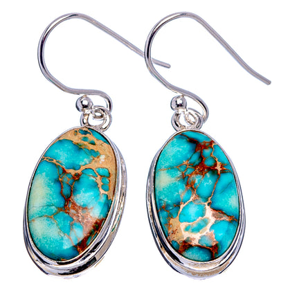 Blue Imperial Jasper Earrings 1 3/8" (.925 Sterling Silver)