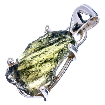 Rare Raw Moldavite Pendant 7/8" (.925 Sterling Silver)