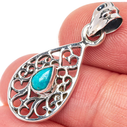 Sleeping Beauty Turquoise Dainty Pendant 1 1/4" (925 Sterling Silver) P39906