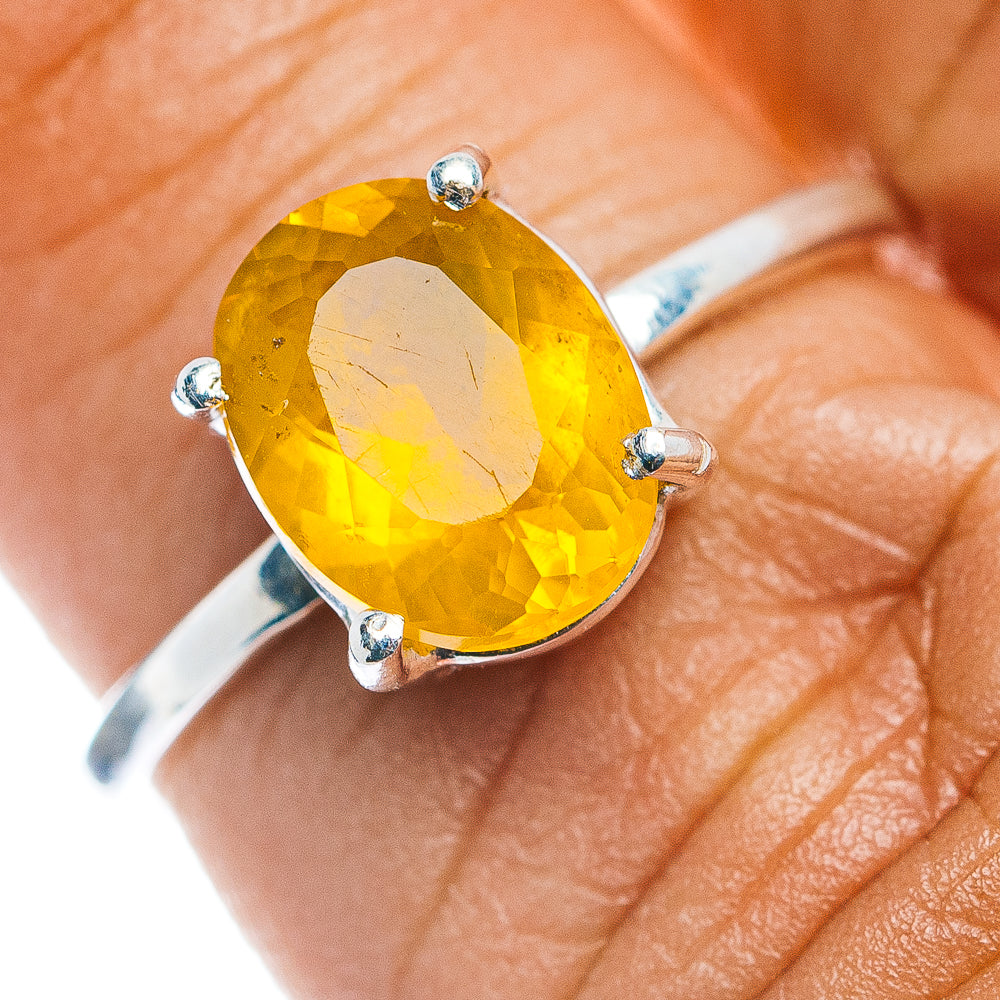 Faceted Citrine Ring Size 7 (.925 Sterling Silver)