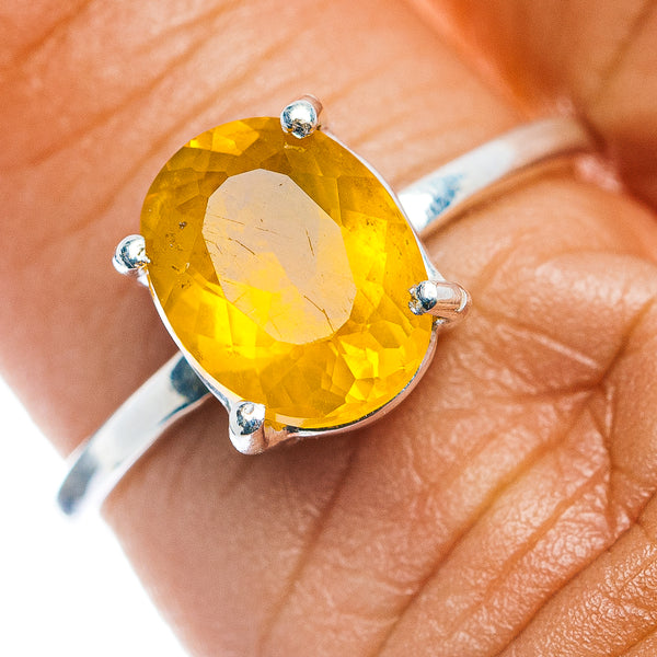 Faceted Citrine Ring Size 7 (.925 Sterling Silver)