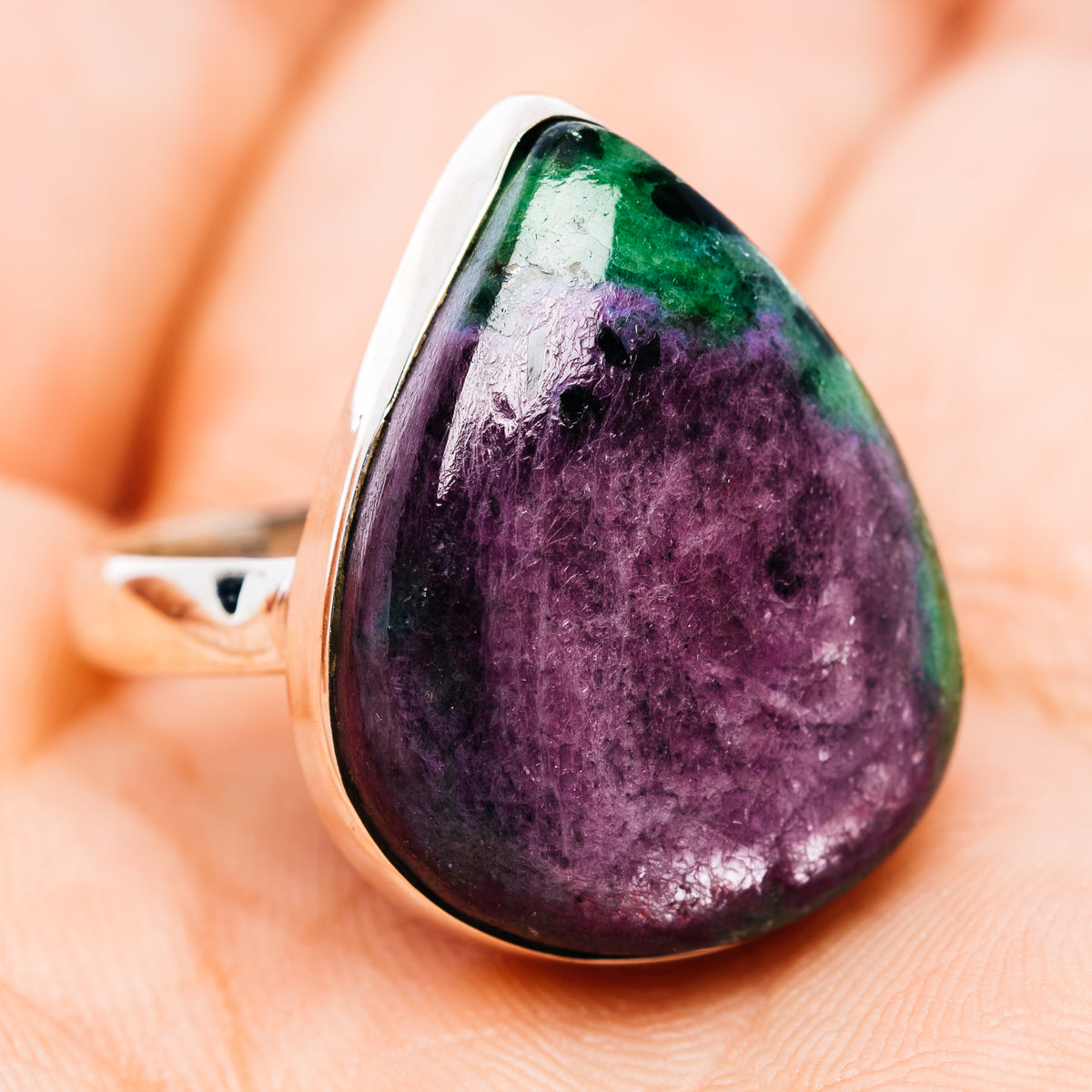 Fire Ruby Zoisite Ring Size 8.5 (.925 Sterling Silver)