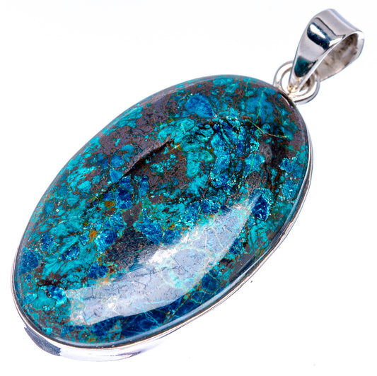 Premium Chrysocolla Pendant 1 7/8" (.925 Sterling Silver)