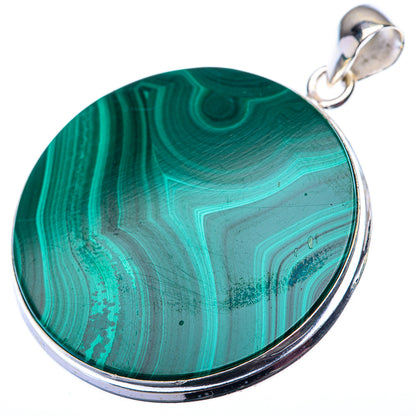 Malachite Coin Pendant 1 7/8" (925 Sterling Silver) PD38569