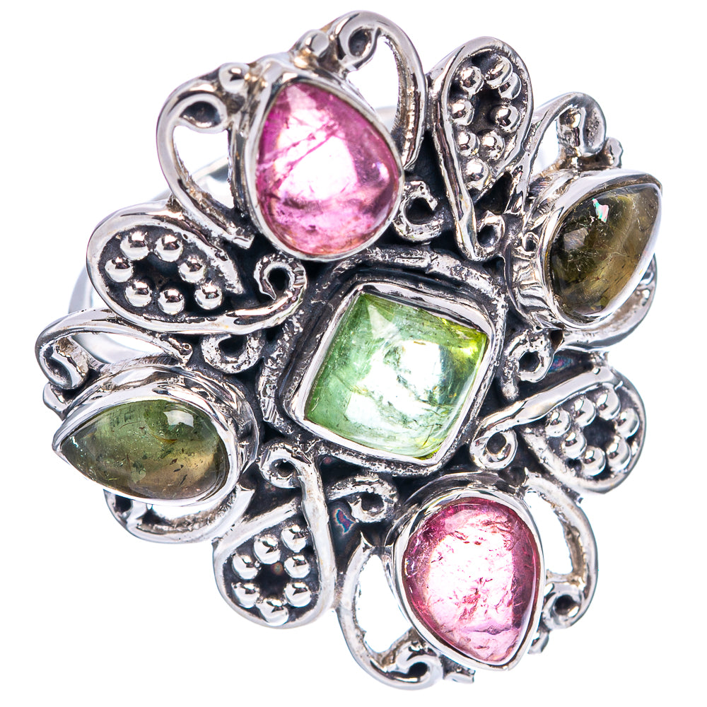 Signature Green & Pink Tourmaline Ring Size 8.75 (.925 Sterling Silver)