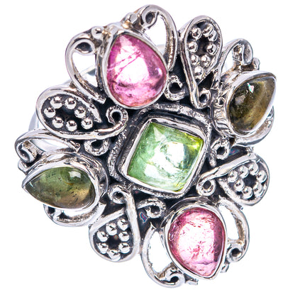 Signature Green & Pink Tourmaline Ring Size 8.75 (.925 Sterling Silver)