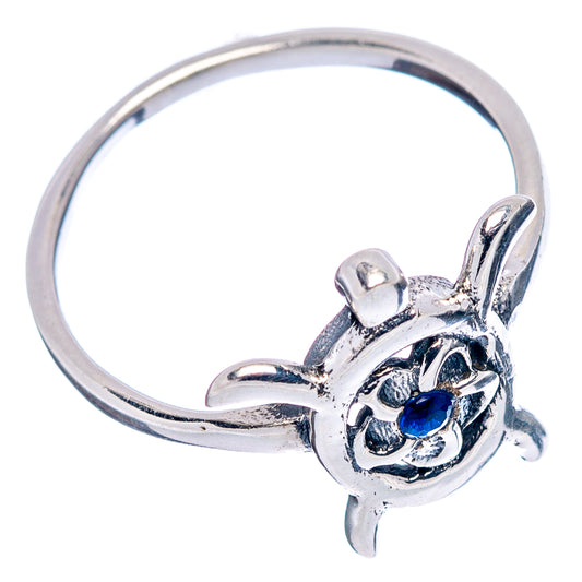 Sterling silver seaturtle ring with blue quartz, openwork shell design
