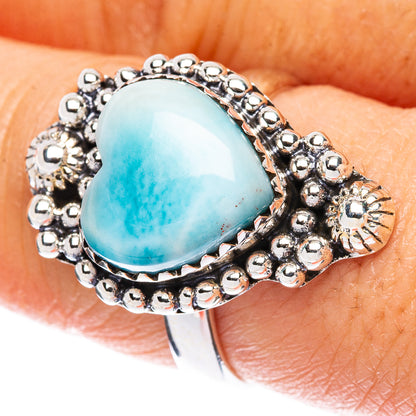 Larimar Heart Ring Size 8 (925 Sterling Silver) R2415