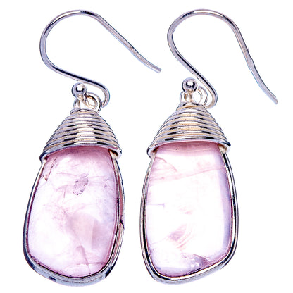 Rose Quartz Earrings 1 3/8" (925 Sterling Silver) E1887