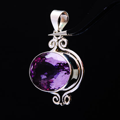 20.87ct Faceted Brazilian Amethyst Pendant 1 5/8" (.925 Sterling Silver)
