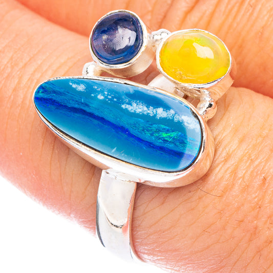 Rare Doublet Opal, Ethiopian Opal, Kyanite Ring Size 7.75 (925 Sterling Silver) R7531