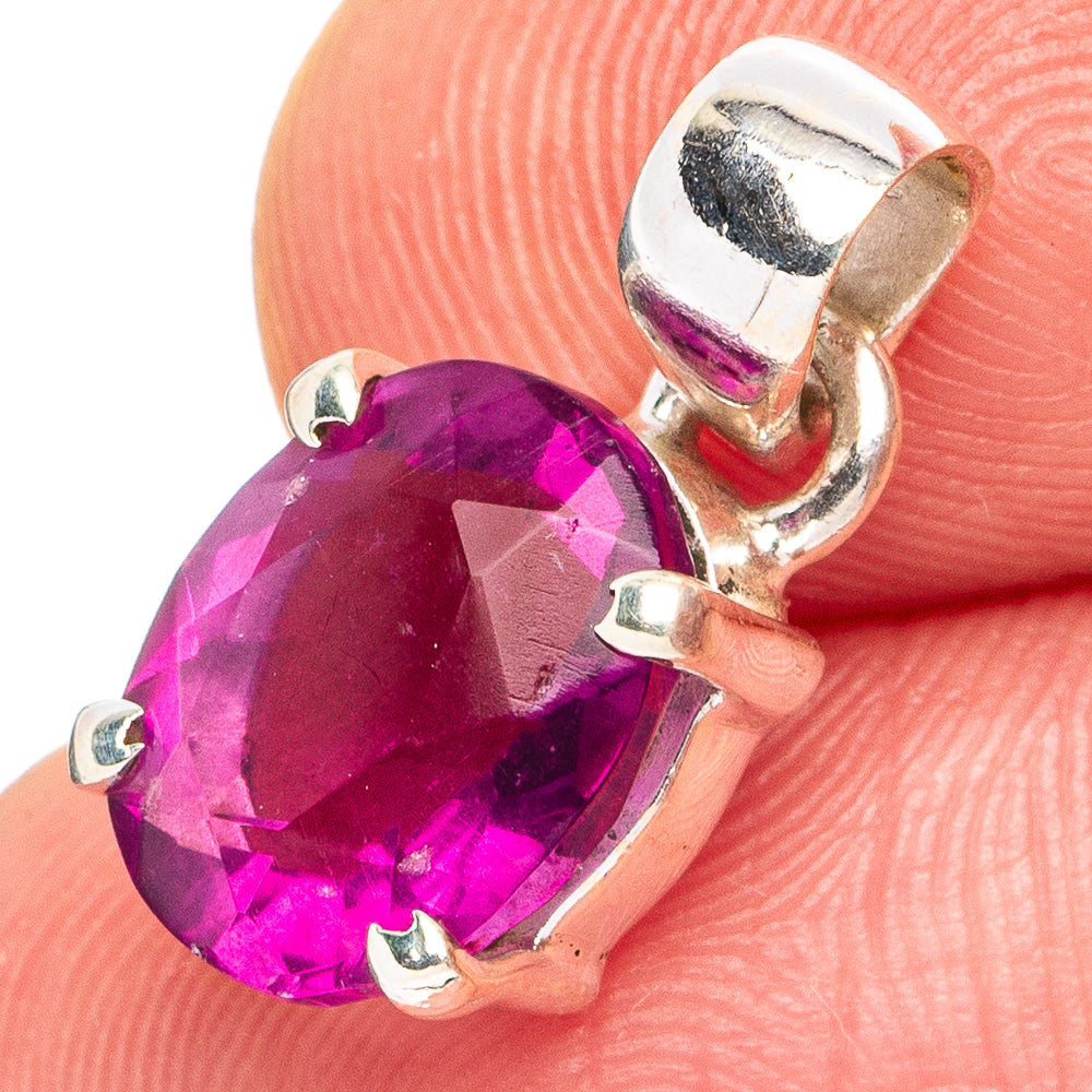 Pink Fluorite Spinel Pendant 3/4" (.925 Sterling Silver)