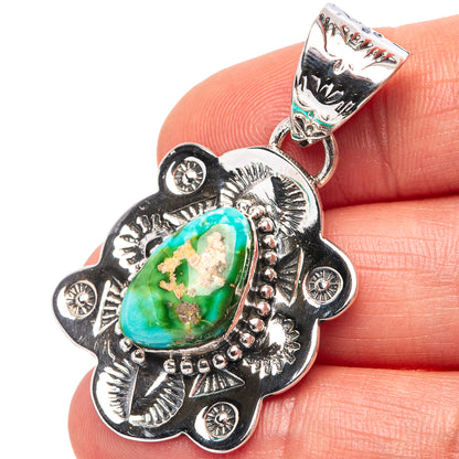Rare Sonoran Gold Turquoise Pendant 1 3/4" (.925 Sterling Silver)
