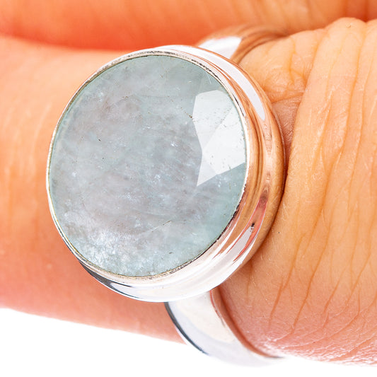 Aquamarine gemstone ring, size 6.5, .925 sterling silver oval light-blue stone