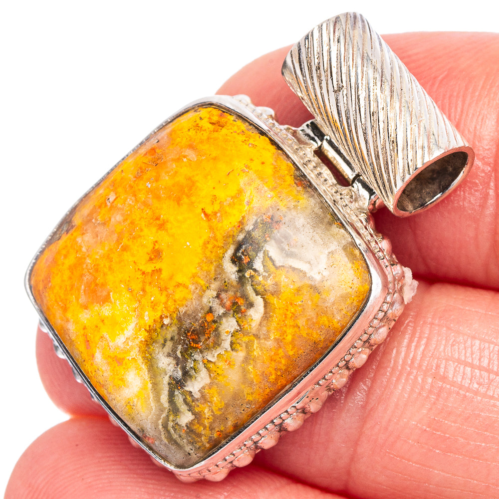 Bumble Bee Jasper Pendant 1 1/8" (925 Sterling Silver) P44053
