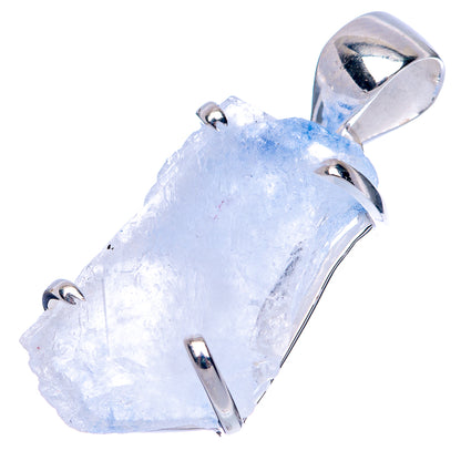 Sterling silver pendant with light blue faceted crystal slab and hinged bail