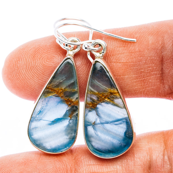 Rare Aquatine Lemurian Calcite Earrings 1 5/8" (.925 Sterling Silver)