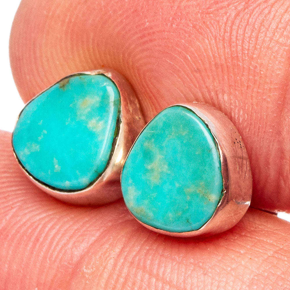 Rare Kingman Turquoise Earrings 3/8" (.925 Sterling Silver)