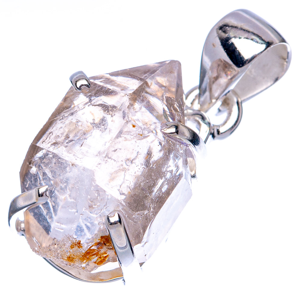 Rare elestial quartz pendant with clear quartz crystal and sterling silver prong bezel
